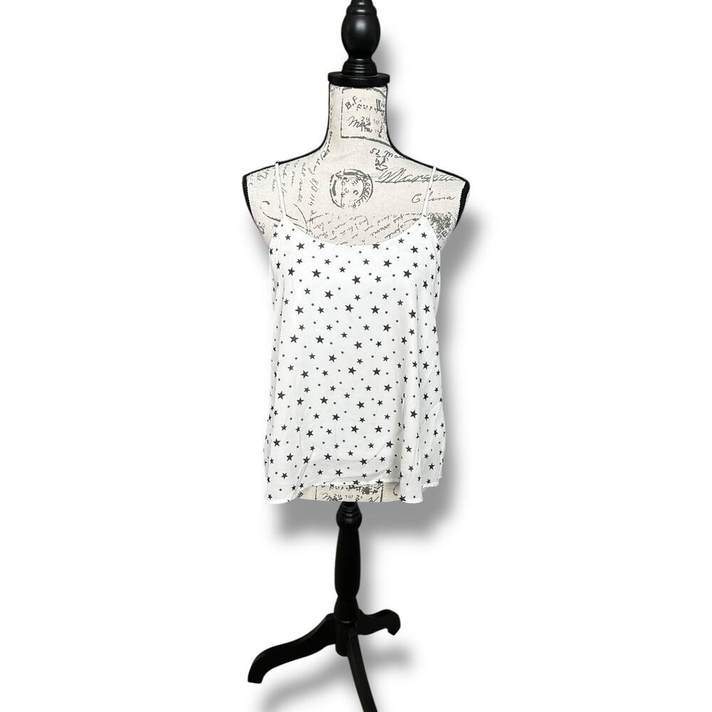 Altar'd State White Black Stars Spaghetti Strap Tank Top Cami Size Small